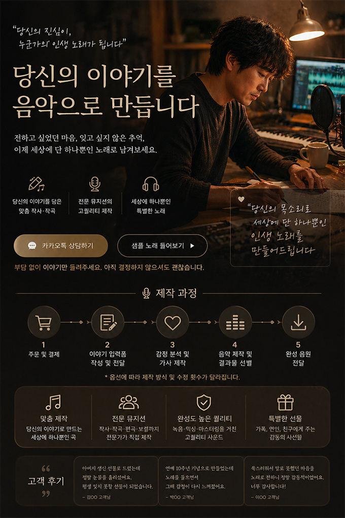 당신의 이야기를 음악으로 만듭니다
